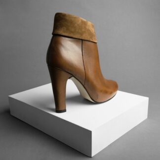 Bottines cuir naturel talon bloc