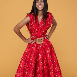 Robe midi fleurie écrу viscose ECOVERO